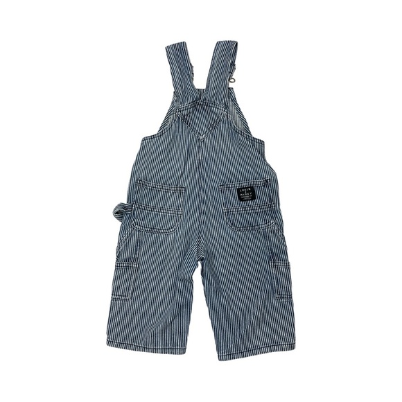 Lakin McKey by KEY Baby Overalls 9M Blue White Railroad Stripe Denim - Picture 2 of 13